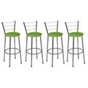 Ver imagem 1 de Kit 4 Banquetas Média Cromada Com Encosto Assento Verde
