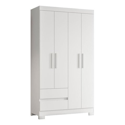 Guarda Roupa Solteiro Olimpia 04 Portas Flex Branco, Rosa, Azul e Titanium - Móveis Albatroz
