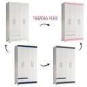 Ver imagem 2 de Guarda Roupa Solteiro Olimpia 04 Portas Flex Branco, Rosa, Azul e Titanium - Móveis Albatroz