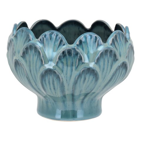 Cachepô Cerâmica 10x15x15cm Azul Vaso Decorativo Enfeite Casa Planta