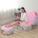 Ver imagem 2 de Poltrona Inflável Super Lounge Grafite com Puff Aveludado Vg Plus Rosa