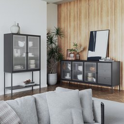 Cristaleira 2 Portas de Vidro Canelado Pés de Aço Euforia Yescasa - 7