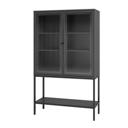 Cristaleira 2 Portas de Vidro Canelado Pés de Aço Euforia Yescasa - 4