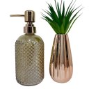 Ver imagem 1 de Conjunto decoração porta sabonete líquido + vaso rose gold