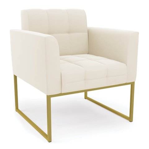 Poltrona Elisa Veludo Base Metálica Industrial Dourado - D'Rossi Verde