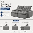 Ver imagem 3 de Sofá Malta Retrátil e Reclinável 250m - Cinza