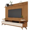 Ver imagem 2 de Rack com Painel Ripado para TV até 72 Polegadas MDF 185,5CMX197CM Pés em Madeira Maciça Classic Marrom
