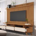 Ver imagem 5 de Rack com Painel Ripado para TV até 72 Polegadas MDF 185,5CMX197CM Pés em Madeira Maciça Classic Marrom