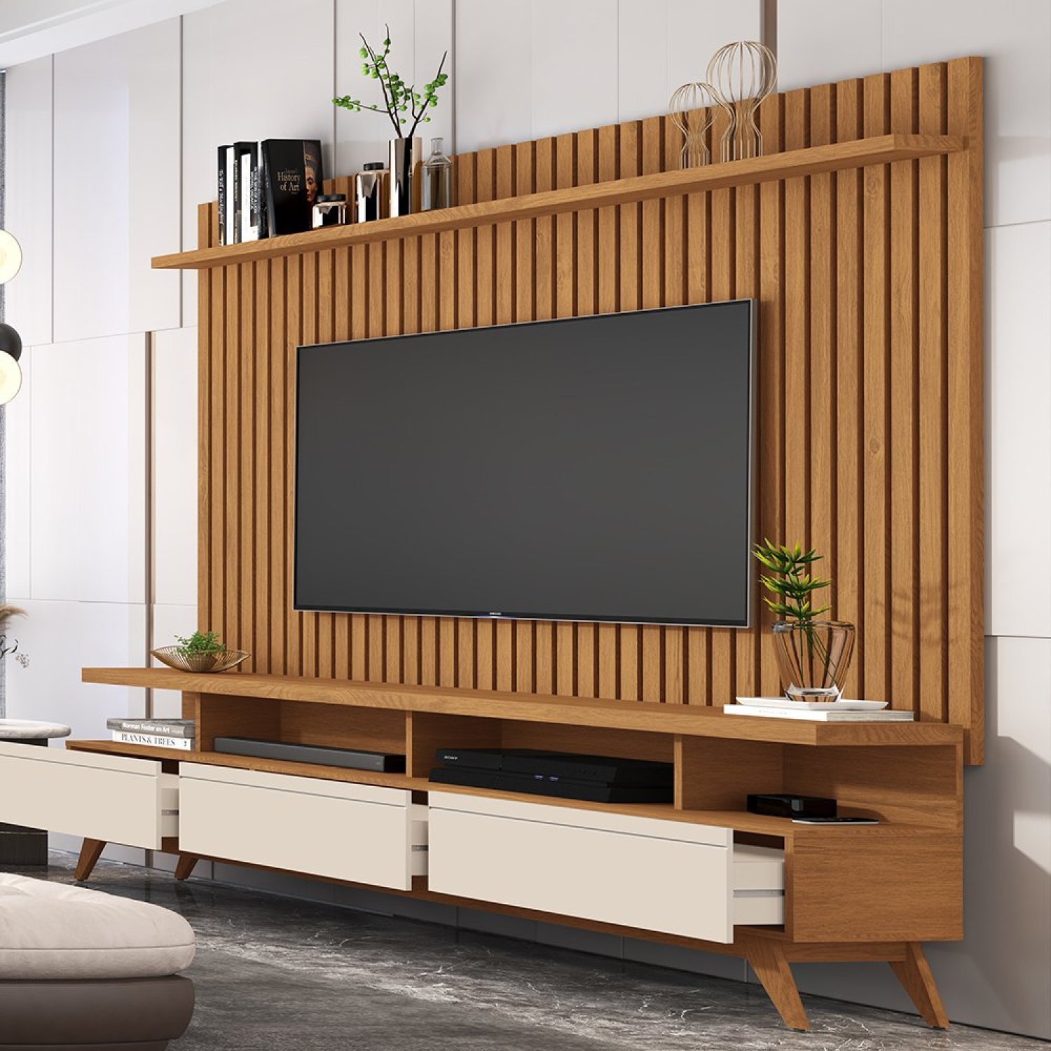 Rack Vivare Wood com Painel Ripado para TV até 72 Polegadas Classic - 5