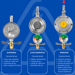 Regulador Registro de Gás de Cozinha Doméstico com Monômetro Vazão 2kg/h | Aliança - 3
