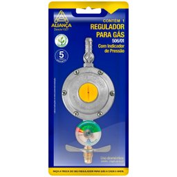 Regulador Registro de Gás de Cozinha Doméstico com Monômetro Vazão 2kg/h | Aliança - 8
