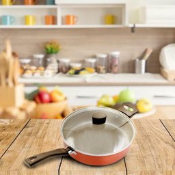 Frigideira Enjoy Reta 24cm com Tampa de Vidro e Alça - Vermelha - 5
