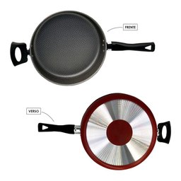 Frigideira Enjoy Reta 24cm com Tampa de Vidro e Alça - Vermelha - 2