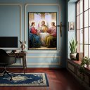 Ver imagem 1 de Quadro Santíssima Trindade -pai Filho Espírito Santo-70x50cm:moldura Preta