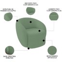 Ver imagem 7 de Sofá 3 Lugares Living 180cm e 1 Poltrona Giratória Garbin K04 Bouclê Verde - Mpozenato