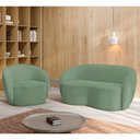Ver imagem 2 de Sofá 3 Lugares Living 180cm e 1 Poltrona Giratória Garbin K04 Bouclê Verde - Mpozenato