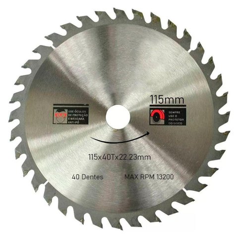 Kit 2 Discos de Serra Circular com 40 Dentes 4-1/2 115mm para Madeira