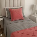 Ver imagem 2 de Peseira Drapeada Veludo Luxo 1,60x0,50m Dupla Face Cama Solteiro Rosa Coral
