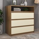 Ver imagem 1 de Cômoda 3 Gavetas 1 Nicho 100% MDF Gales Marrom/Nogueira/Areia