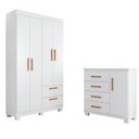 Ver imagem 2 de Conjunto Quarto de Solteiro Roupeiro Flórida + Cômoda Monique 100% MDF Yescasa