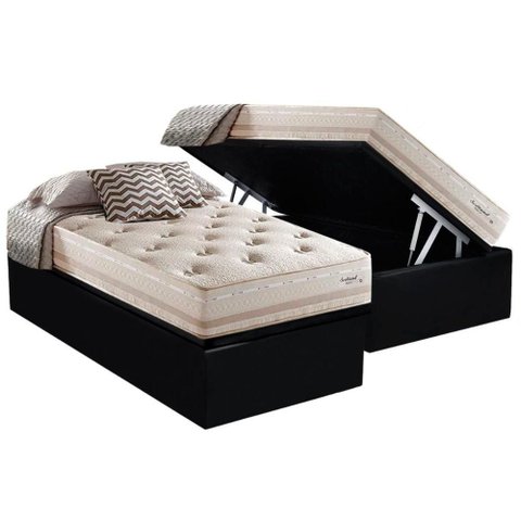 Cama Box Baú Solteiro: Colchão Molas Masterpocket Ensacadas Herval Maxspring Scotland + Base Crc