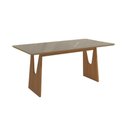Ver imagem 1 de Mesa Jantar Mila Premium Madeira Maciça c/ Tampo Madeirado c/ Vidro 160x90cm Carvalho/Freijo Bronze