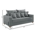 Ver imagem 3 de Sofá 3 Lugares Beny 200cm com Almofadas e Pés de Madeira
