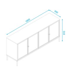Buffet 4 Portas 3 Gavetas Vidro Canelado Aço Euforia Yescasa - 5