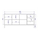 Ver imagem 6 de Buffet 4 Portas 3 Gavetas Vidro Canelado Aço Euforia Yescasa
