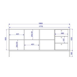 Buffet 4 Portas 3 Gavetas Vidro Canelado Aço Euforia Yescasa - 6