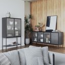 Ver imagem 7 de Buffet 4 Portas 3 Gavetas Vidro Canelado Aço Euforia Yescasa