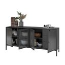 Ver imagem 4 de Buffet 4 Portas 3 Gavetas Vidro Canelado Aço Euforia Yescasa