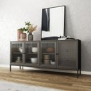 Ver imagem 1 de Buffet 4 Portas 3 Gavetas Vidro Canelado Aço Euforia Yescasa