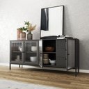 Ver imagem 2 de Buffet 4 Portas 3 Gavetas Vidro Canelado Aço Euforia Yescasa