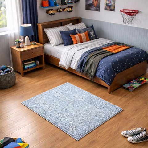 Tapete Milano Soft Azul Bebê Infantil Menino Antiderrapante:1,50X2,00 Retangular