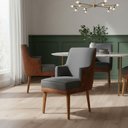 Ver imagem 1 de Kit 4 Cadeiras Virgínia Braço Linho Grafite Courissimo Nozes Linho Nozes Grafite