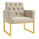 Ver imagem 4 de Kit 2 Poltronas para Recepção Thais com Base de Ferro Dourado Resistente Bege