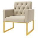 Ver imagem 6 de Kit 2 Poltronas para Recepção Thais com Base de Ferro Dourado Resistente Bege