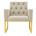 Ver imagem 7 de Kit 2 Poltronas para Recepção Thais com Base de Ferro Dourado Resistente Bege