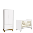Ver imagem 2 de Quarto de Bebê Berço Evolution + Guarda Roupa 2 Portas Classic Branco Madeira