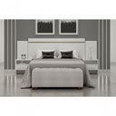 Ver imagem 1 de Cabeceira Cama Box Casal Royal com 2 Mesas de Cabeceira MDF Estofada Neve 240cm
