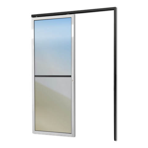 Porta de Correr Suspensa Vidrao Dir L.25 Mix Preta 210x90 Brimak