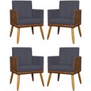 Ver imagem 1 de Kit 4 Poltronas Decorativas Lis Corino e Linho Cores Pé Palito 30 Cm Castanho