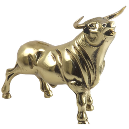 Estátua Touro Miura Em Latão Artesanal Brilha Como Ouro Touro da Sorte SAT - 2