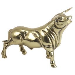 Estátua Touro Miura Em Latão Artesanal Brilha Como Ouro Touro da Sorte SAT - 1
