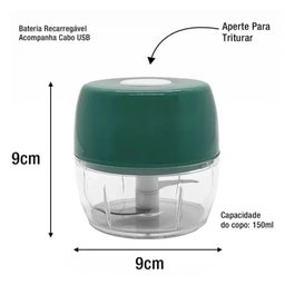 Mini Processador de Alimentos Elétrico USB Verde - Quanhe - 2