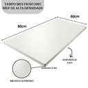 Ver imagem 3 de Tampo Mesa 80x60 Mdf 15mm Branco Super 60x80 Prateleira Arrigo Móveis
