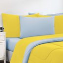 Ver imagem 3 de Kit Edredom + Jogo de Lençol Malha 100% Algodão Gran Moratta 6 Peças King - Amarelo-azul Bebê