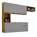 Ver imagem 1 de Armario de Cozinha Nara Compacta 8 Portas com 1 Gaveta 193cm Cinamomo/cinza