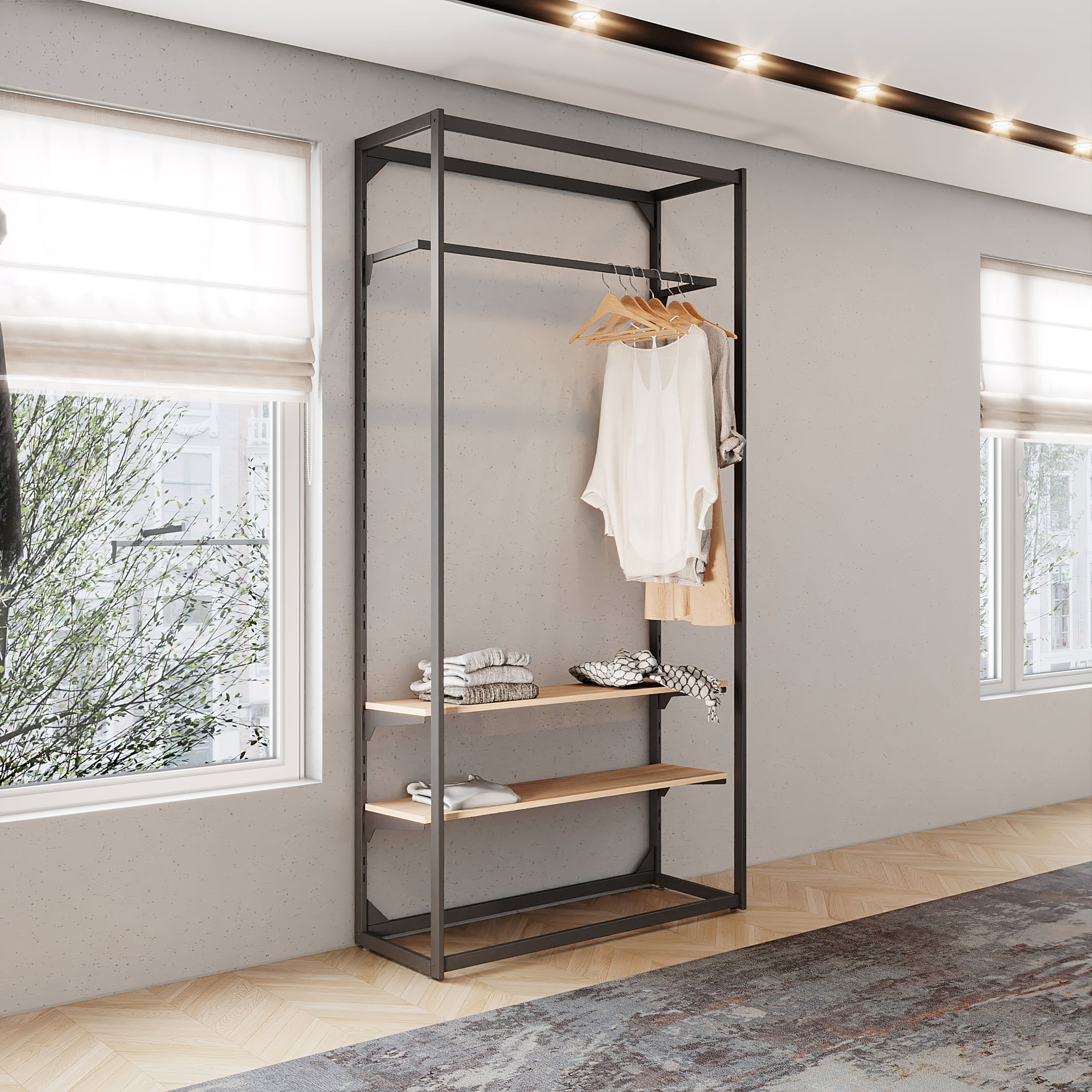 Closet Aberto com Regulagem Mtela Estilo Industrial 1200x2200x450mm - 1